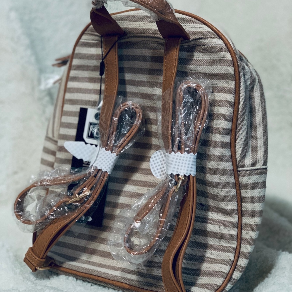 MMS Design Studio Boho Tan Striped Backpack - Picture 2 of 3